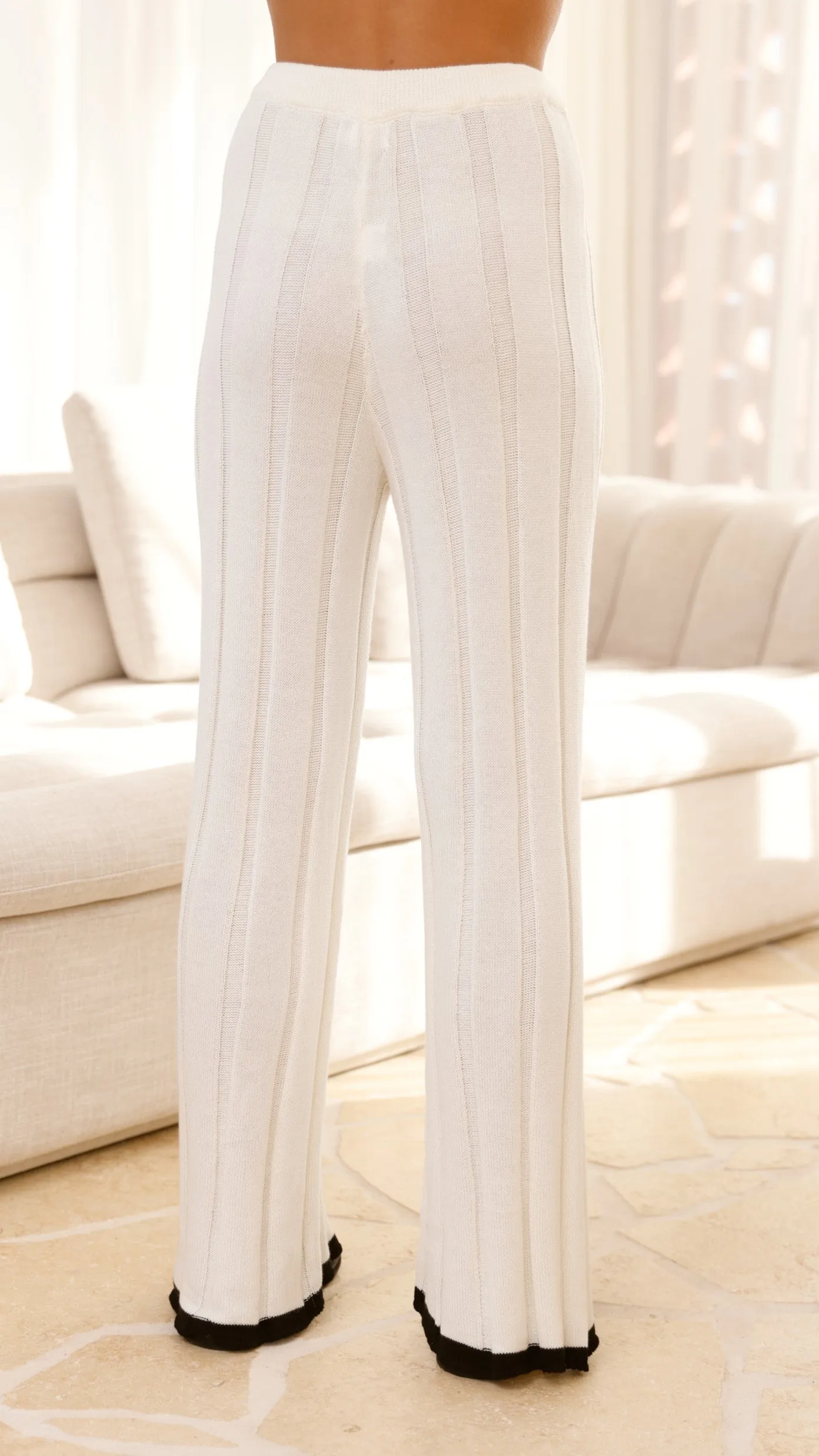 Bayu Knit Pants - White/Black