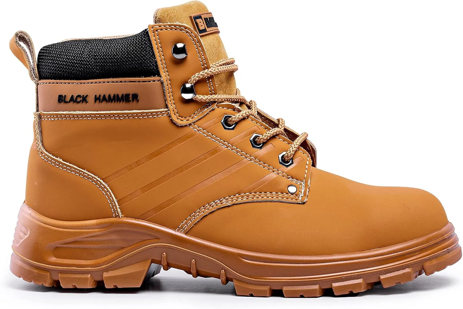 Black Hammer Mens Leather Safety Boots Steel Toe Cap Work Shoes S3 SRC Ankle Leather Brown Tan 5007