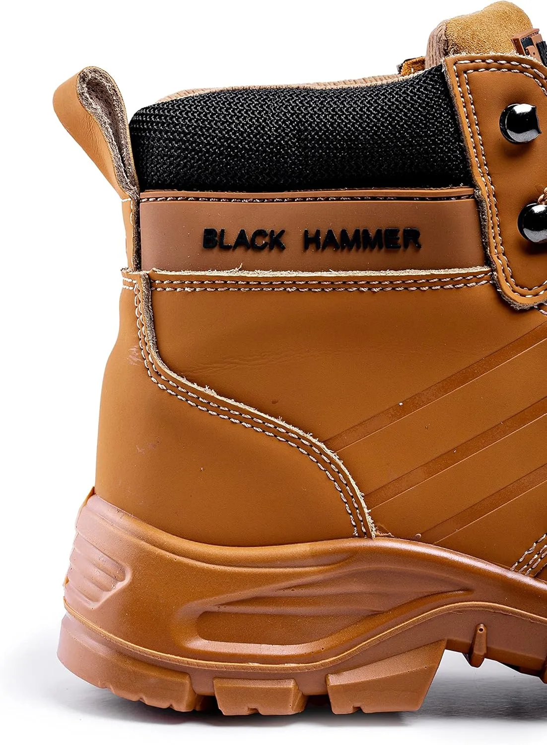 Black Hammer Mens Leather Safety Boots Steel Toe Cap Work Shoes S3 SRC Ankle Leather Brown Tan 5007