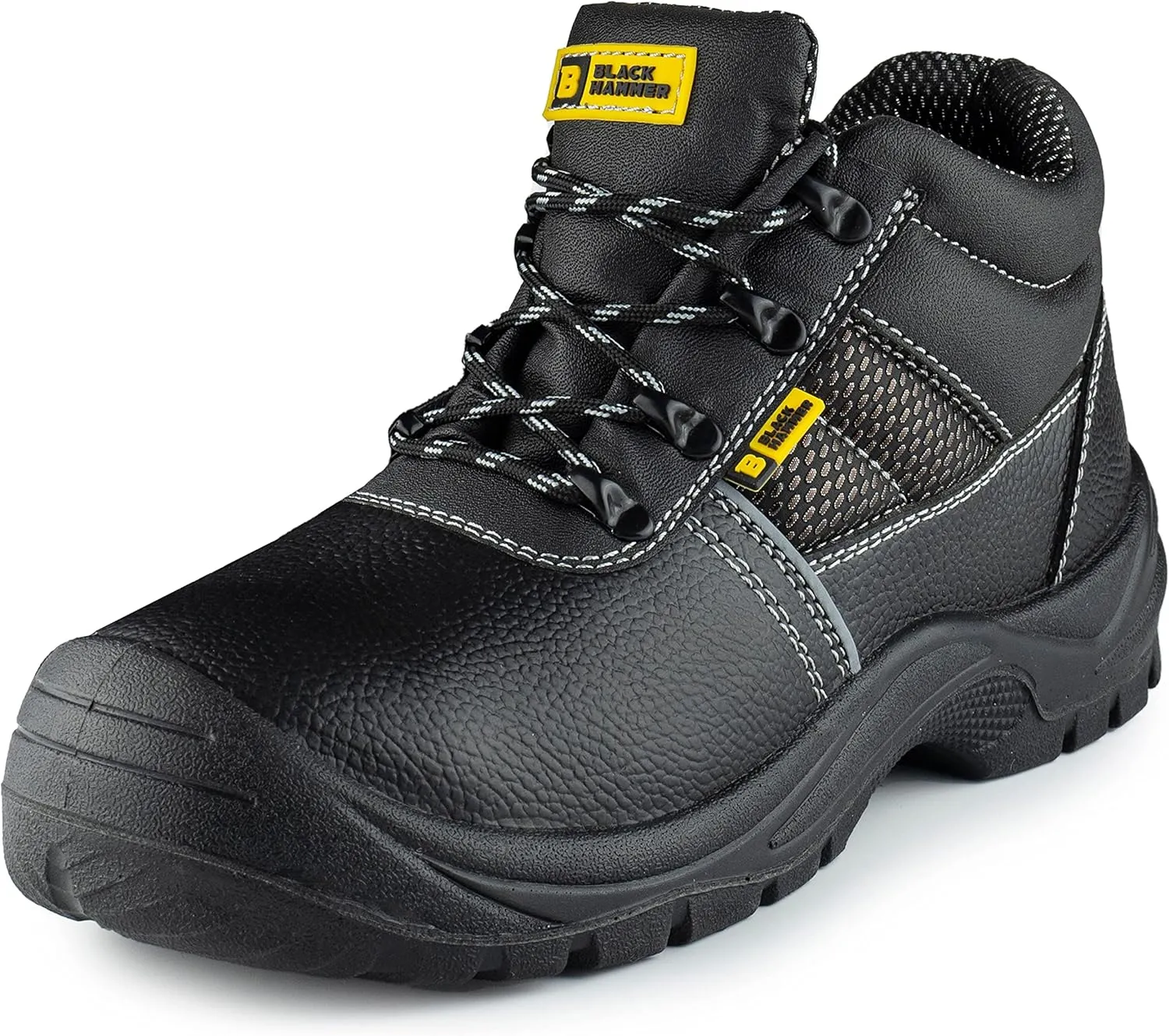 Black Hammer Safety Boots Steel Toe Cap Mens Oil & Slip Resistant S3 SRC Work Shoes 1471 Black