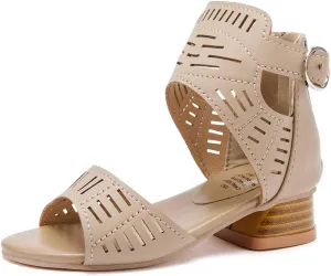 BMCiTYBM Girls Sandals Low Heels Flower Wedding Shoes Dress Pump Ankle Strap Open Toe Toddler Little Big Kids