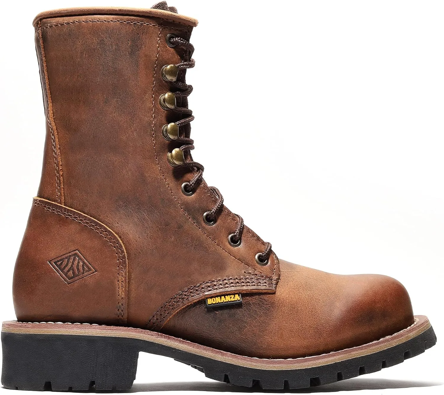 Bonanza Boots Sierra Logger 9" Work Boots for Men - Premium Leather Steel Toe Boots with Slip and Oil Resistant Rubber Outsole