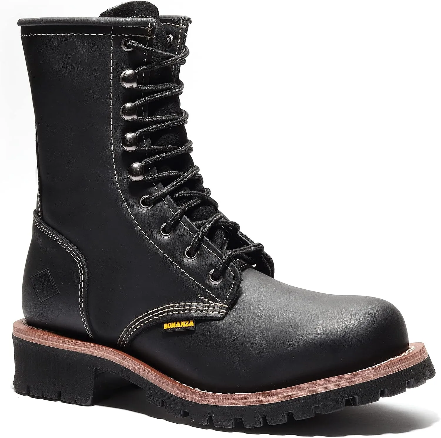 Bonanza Boots Sierra Logger 9" Work Boots for Men - Premium Leather Steel Toe Boots with Slip and Oil Resistant Rubber Outsole