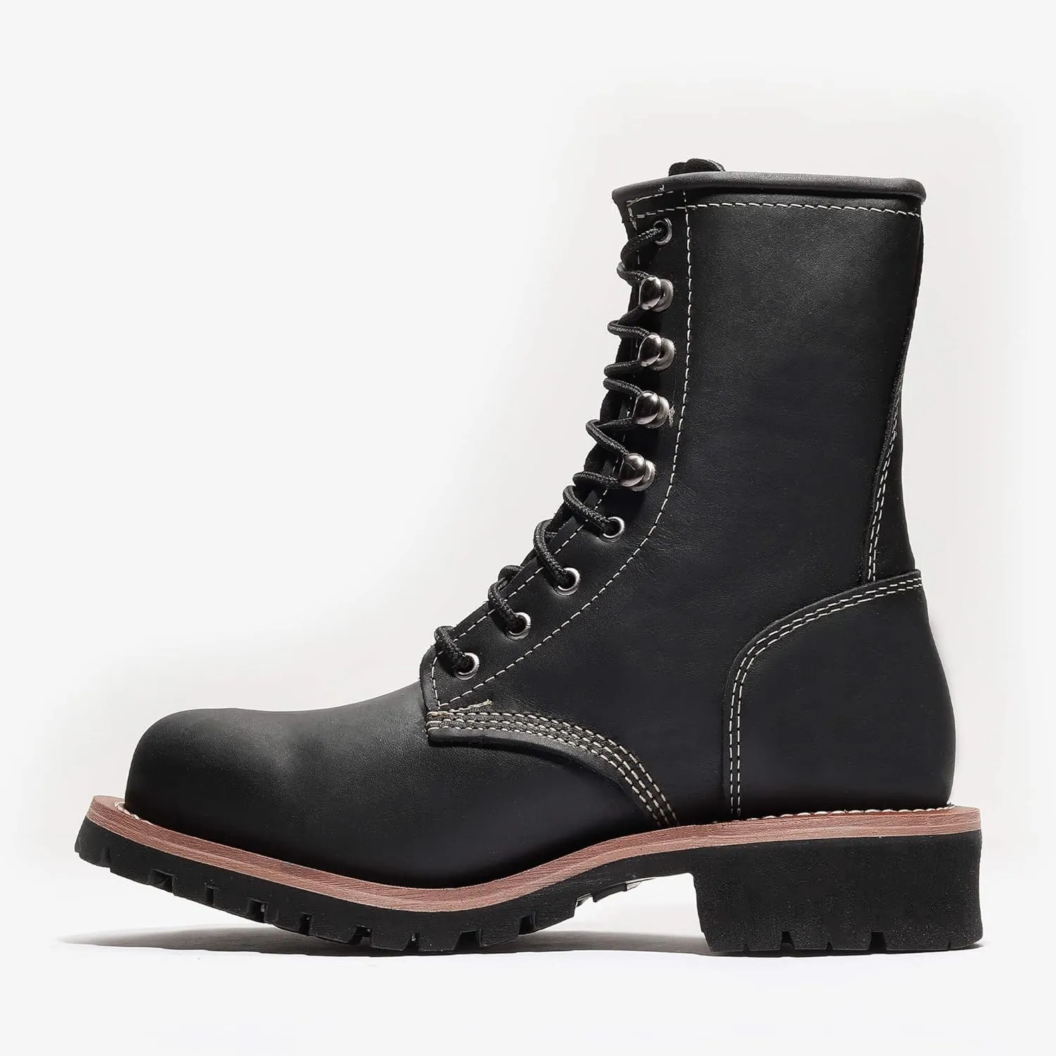 Bonanza Boots Sierra Logger 9" Work Boots for Men - Premium Leather Steel Toe Boots with Slip and Oil Resistant Rubber Outsole