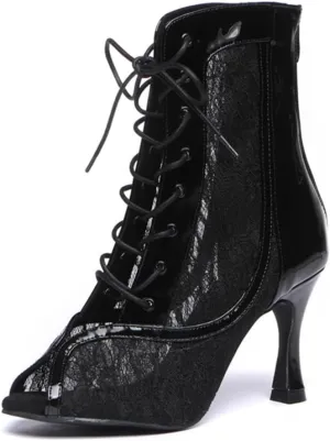 Breathable lace vamp Dance Shoes for Women Ballroom Party Bridal Wedding Stylish Dance boots