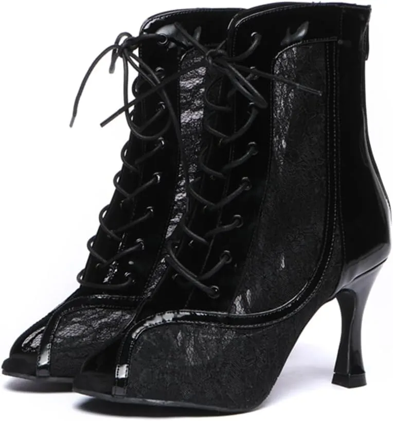 Breathable lace vamp Dance Shoes for Women Ballroom Party Bridal Wedding Stylish Dance boots
