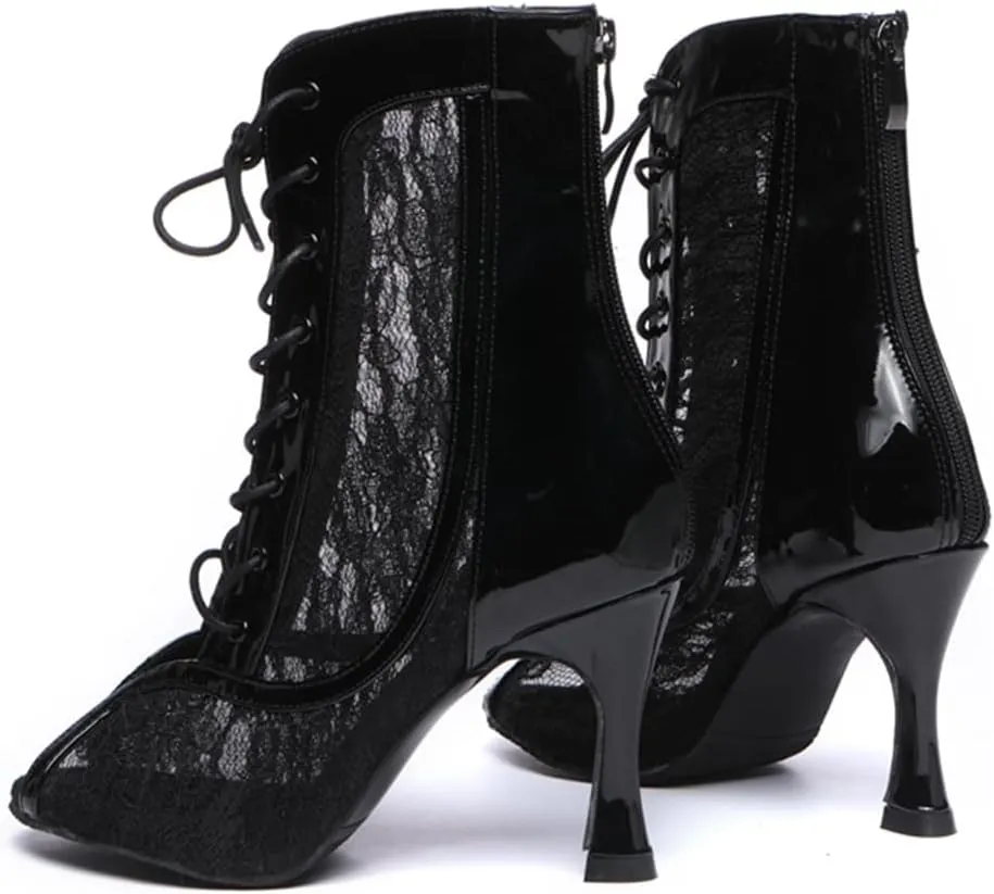 Breathable lace vamp Dance Shoes for Women Ballroom Party Bridal Wedding Stylish Dance boots