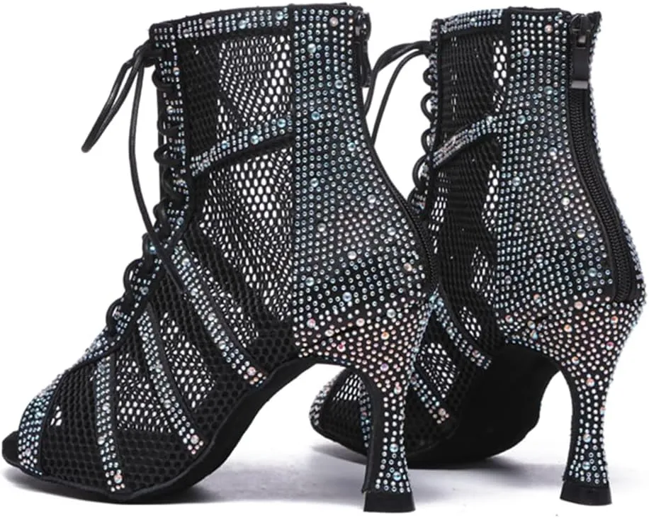 Breathable mesh at vamp Dance Shoes for Women Ballroom Party Bridal Wedding Stylish Dance boots
