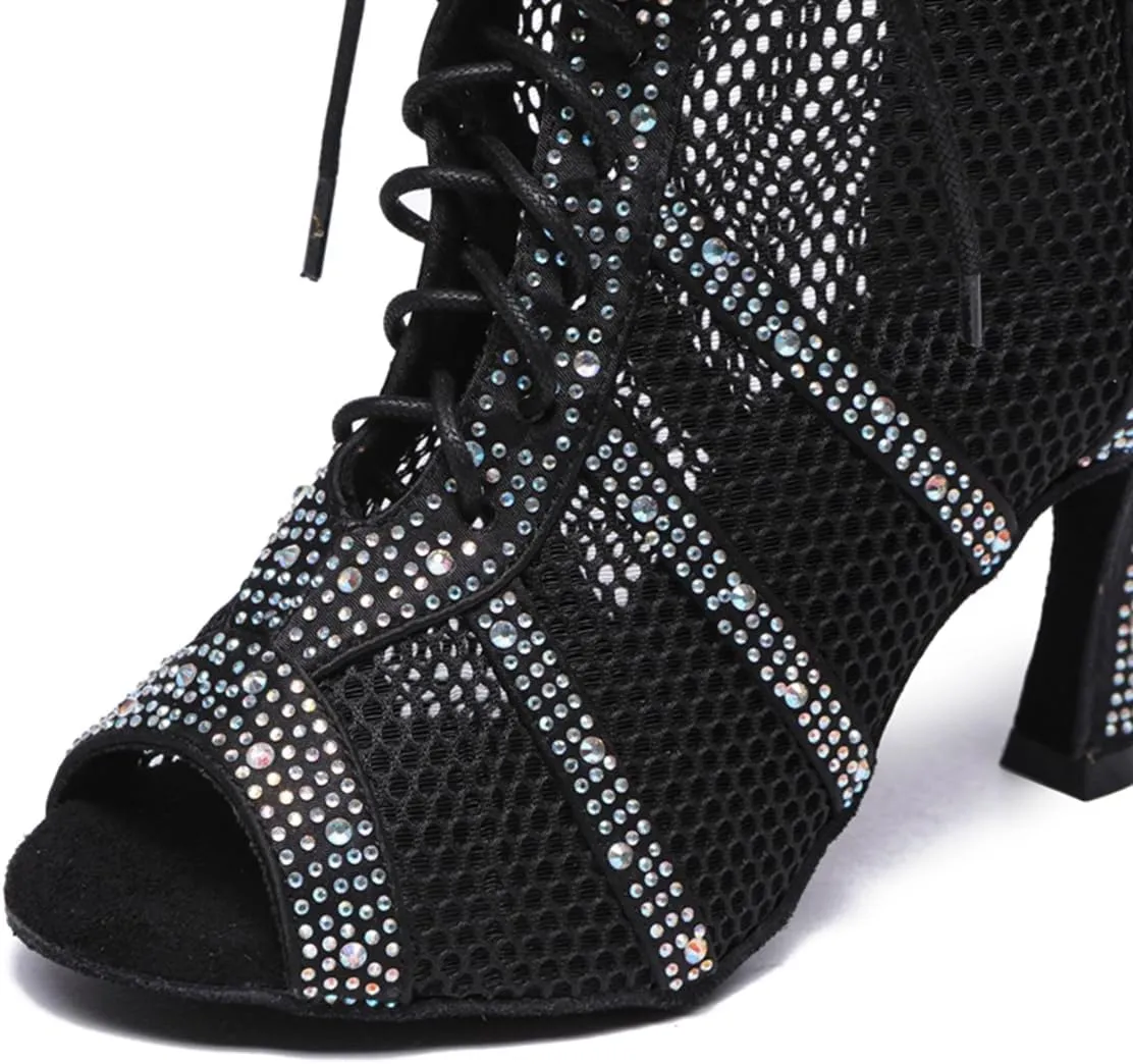 Breathable mesh at vamp Dance Shoes for Women Ballroom Party Bridal Wedding Stylish Dance boots