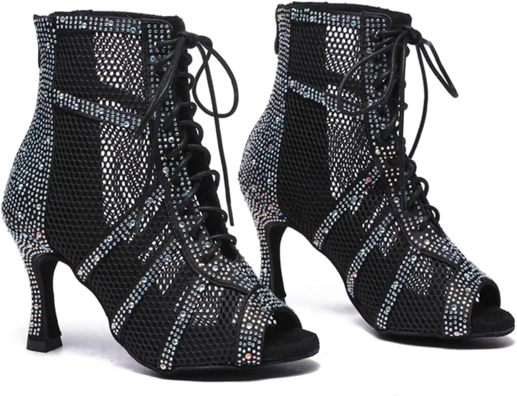 Breathable mesh at vamp Dance Shoes for Women Ballroom Party Bridal Wedding Stylish Dance boots