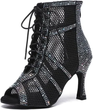 Breathable mesh at vamp Dance Shoes for Women Ballroom Party Bridal Wedding Stylish Dance boots
