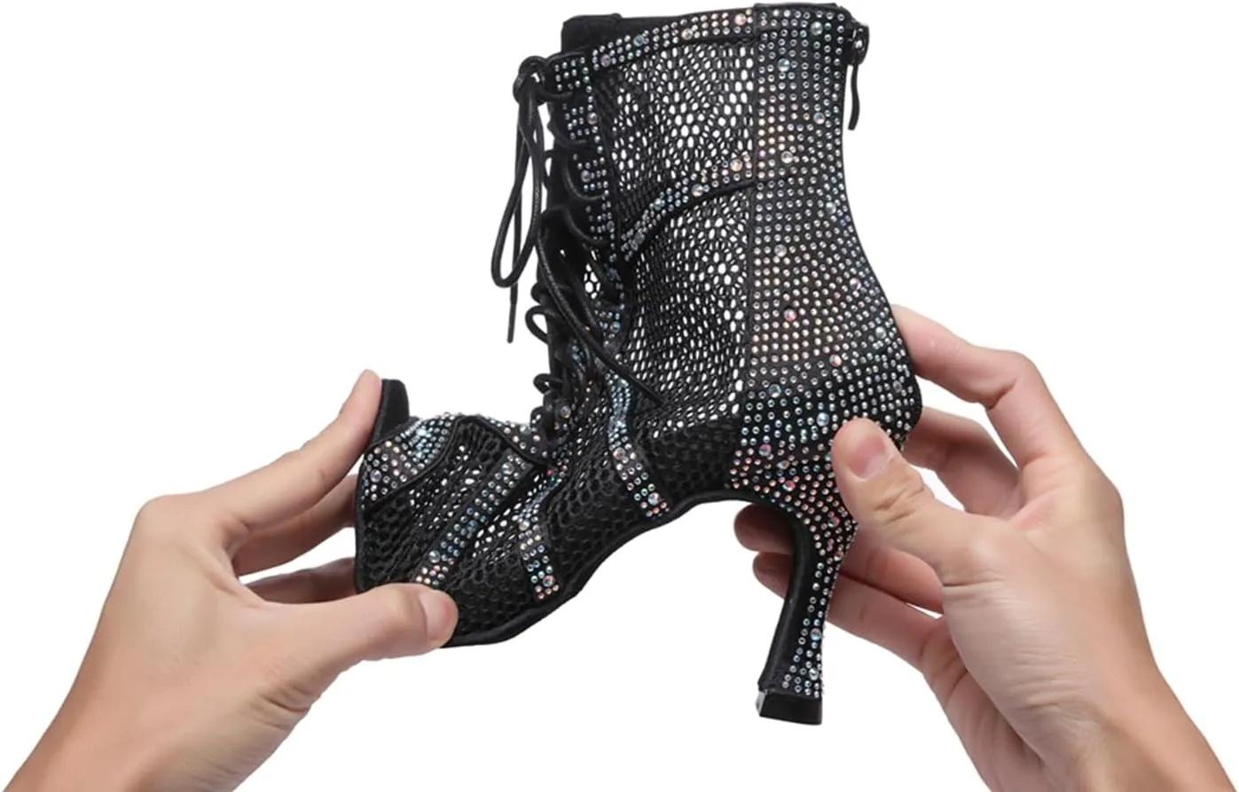 Breathable mesh at vamp Dance Shoes for Women Ballroom Party Bridal Wedding Stylish Dance boots