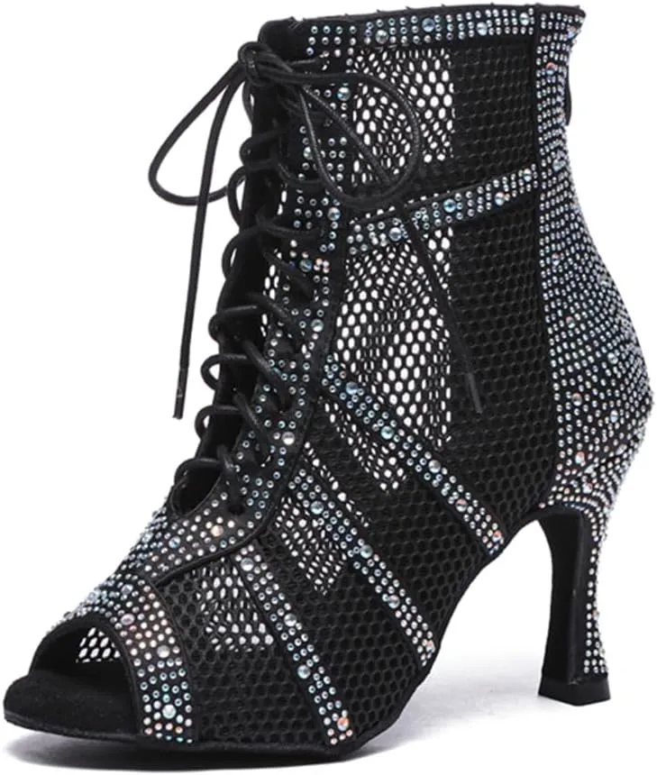 Breathable mesh at vamp Dance Shoes for Women Ballroom Party Bridal Wedding Stylish Dance boots