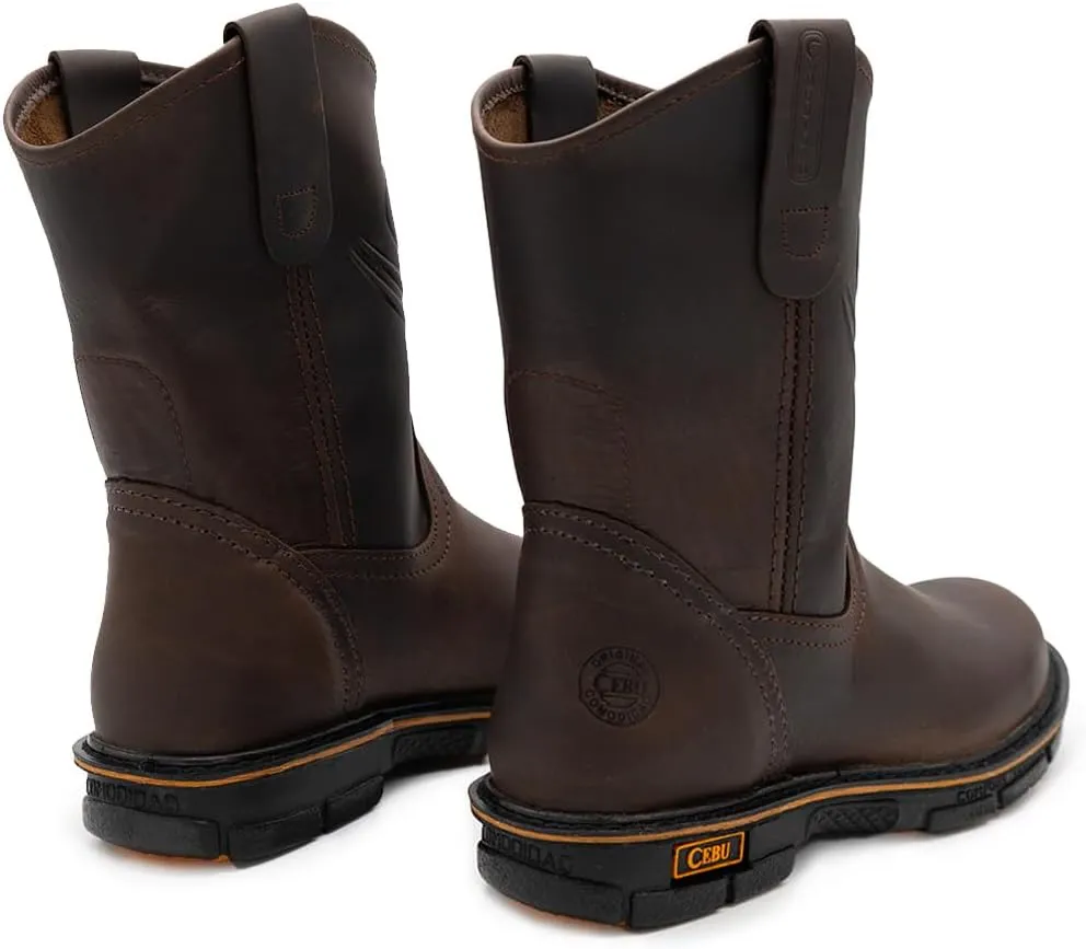 CEBU Max Steel Toe Work Boots for Men  Heavy Duty, Lightweight, Oil & Acid Resistant, Polyurethane Sole, Leather, Round Toe