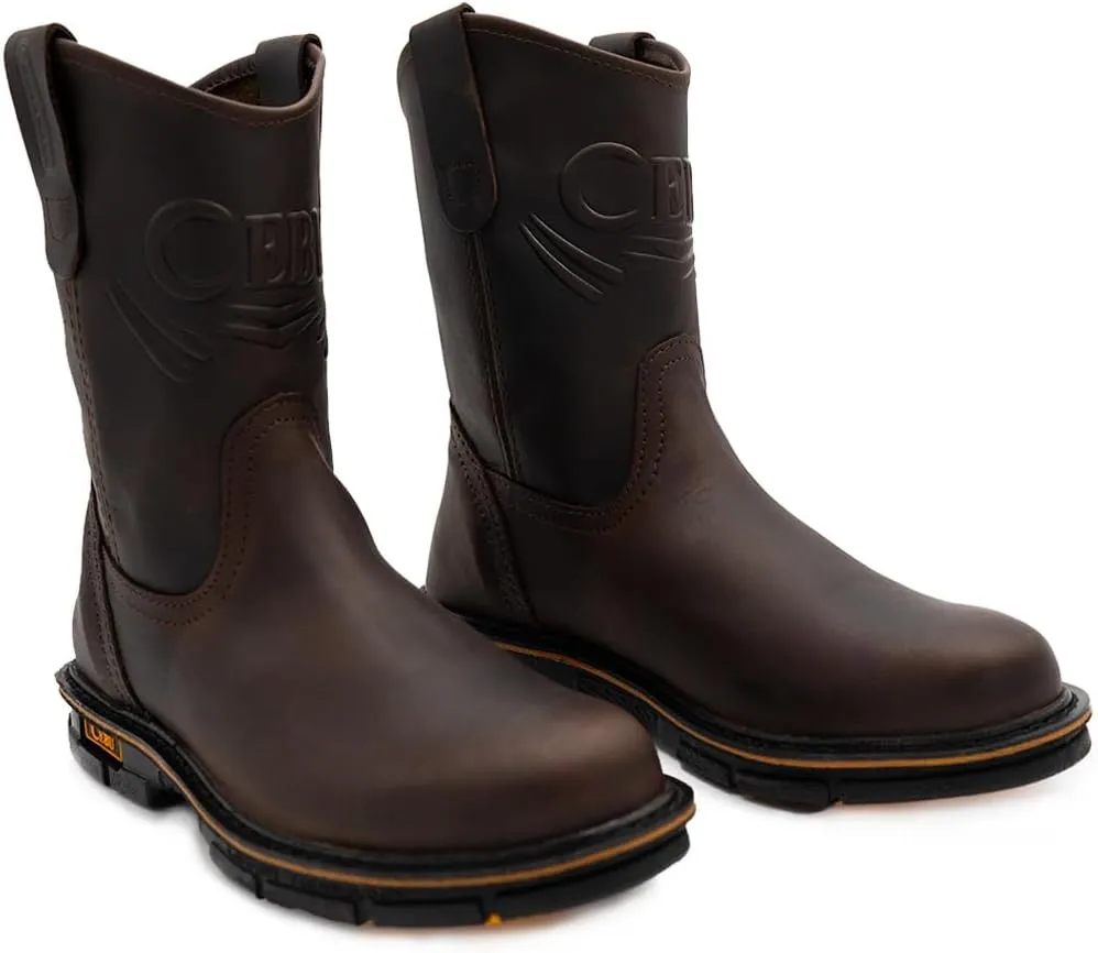 CEBU Max Steel Toe Work Boots for Men  Heavy Duty, Lightweight, Oil & Acid Resistant, Polyurethane Sole, Leather, Round Toe