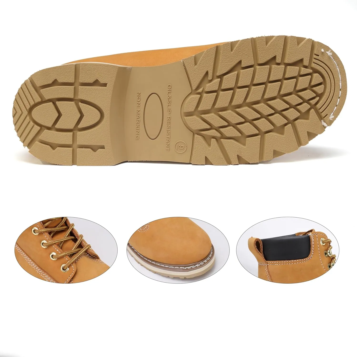 CONRAD Wheat Nubuck Work Boot Collection: Sturdy, Soft Toe, Slip-Resistant Safety Shoes for Men