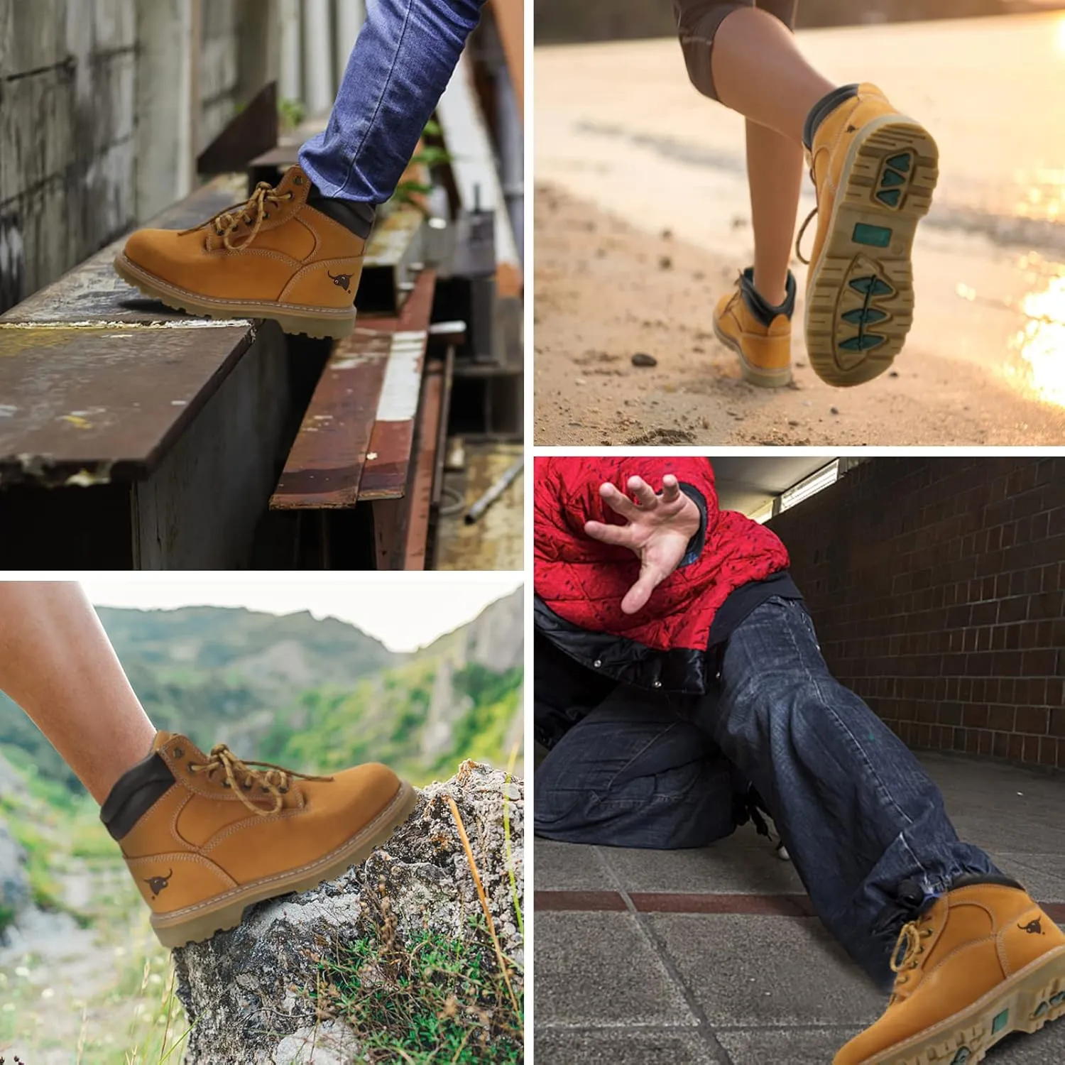 CONRAD Wheat Nubuck Work Boot Collection: Sturdy, Soft Toe, Slip-Resistant Safety Shoes for Men