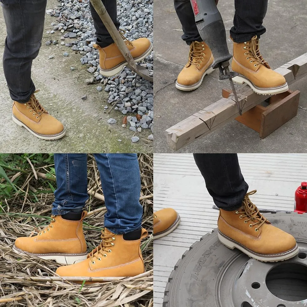 CONRAD Wheat Nubuck Work Boot Collection: Sturdy, Soft Toe, Slip-Resistant Safety Shoes for Men