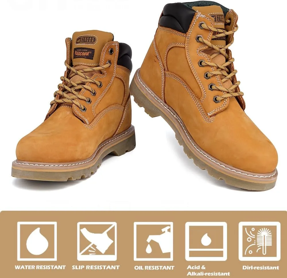 CONRAD Wheat Nubuck Work Boot Collection: Sturdy, Soft Toe, Slip-Resistant Safety Shoes for Men