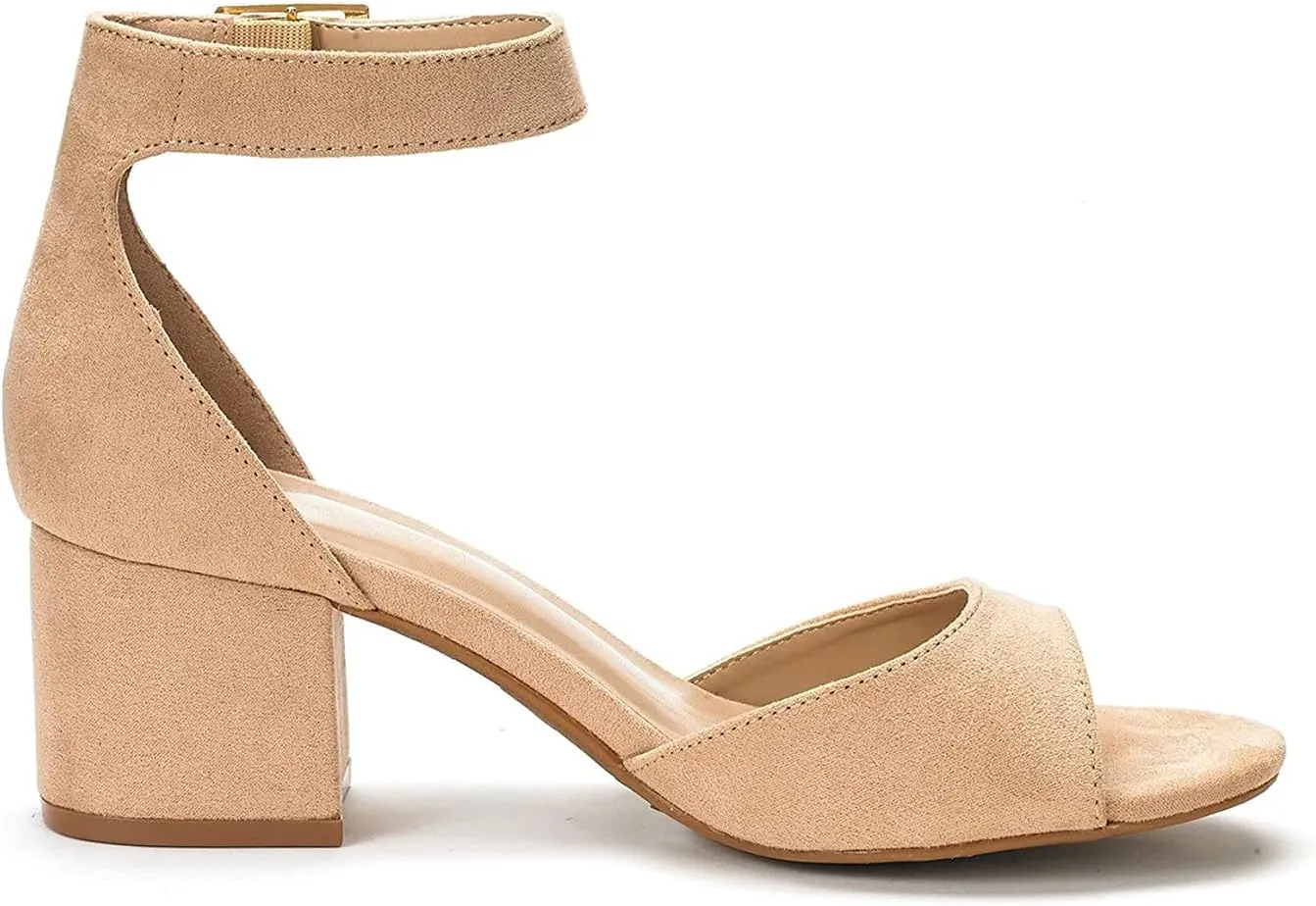 DREAM PAIRS Womens Heel Ssandals, Chunkle Fashion Low Heel Pump Ankle Strap Dress Sandal