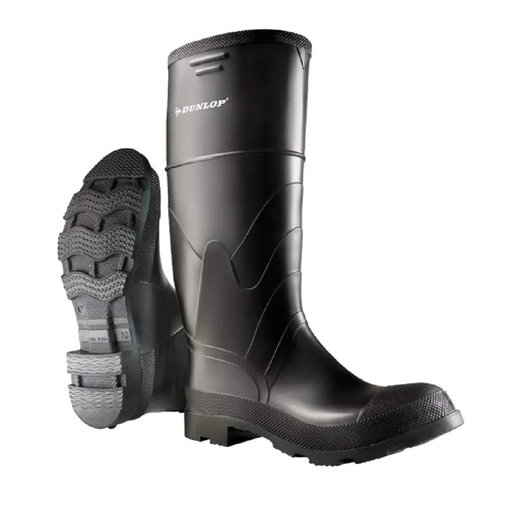 Dunlop Protective Footwear, 16" Economy Steel Toe, 100% Waterproof PVC, Lightweight and Durable, 8662200.09, Size 9 US, Black