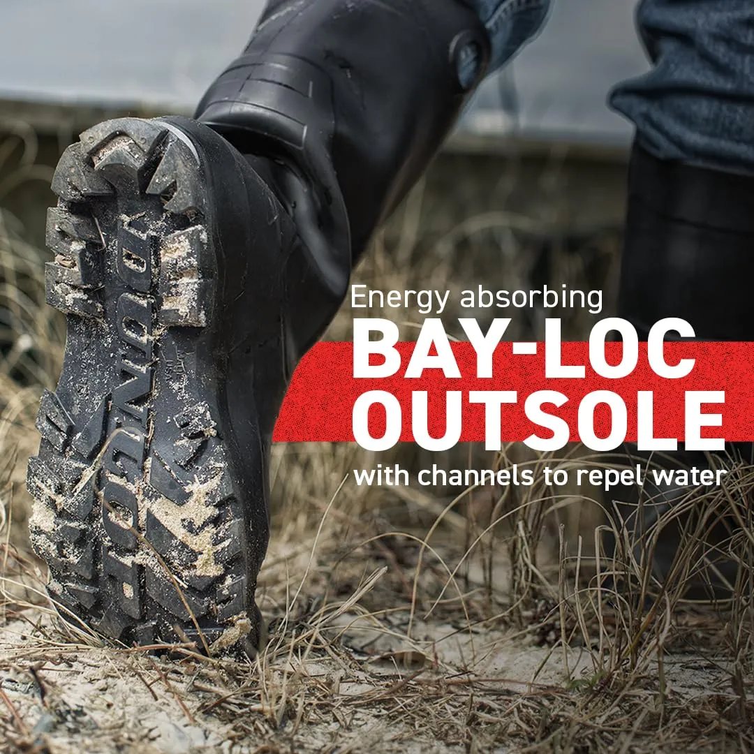 DUNLOP Protective Footwear, Chesapeake Plain Toe, 100% Waterproof, Lightweight and Durable PVC Boots, Slip Resistant, 8677577.12, Size 12 US, Black