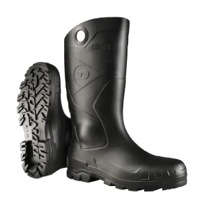 DUNLOP Protective Footwear, Chesapeake Plain Toe, 100% Waterproof, Lightweight and Durable PVC Boots, Slip Resistant, 8677577.12, Size 12 US, Black