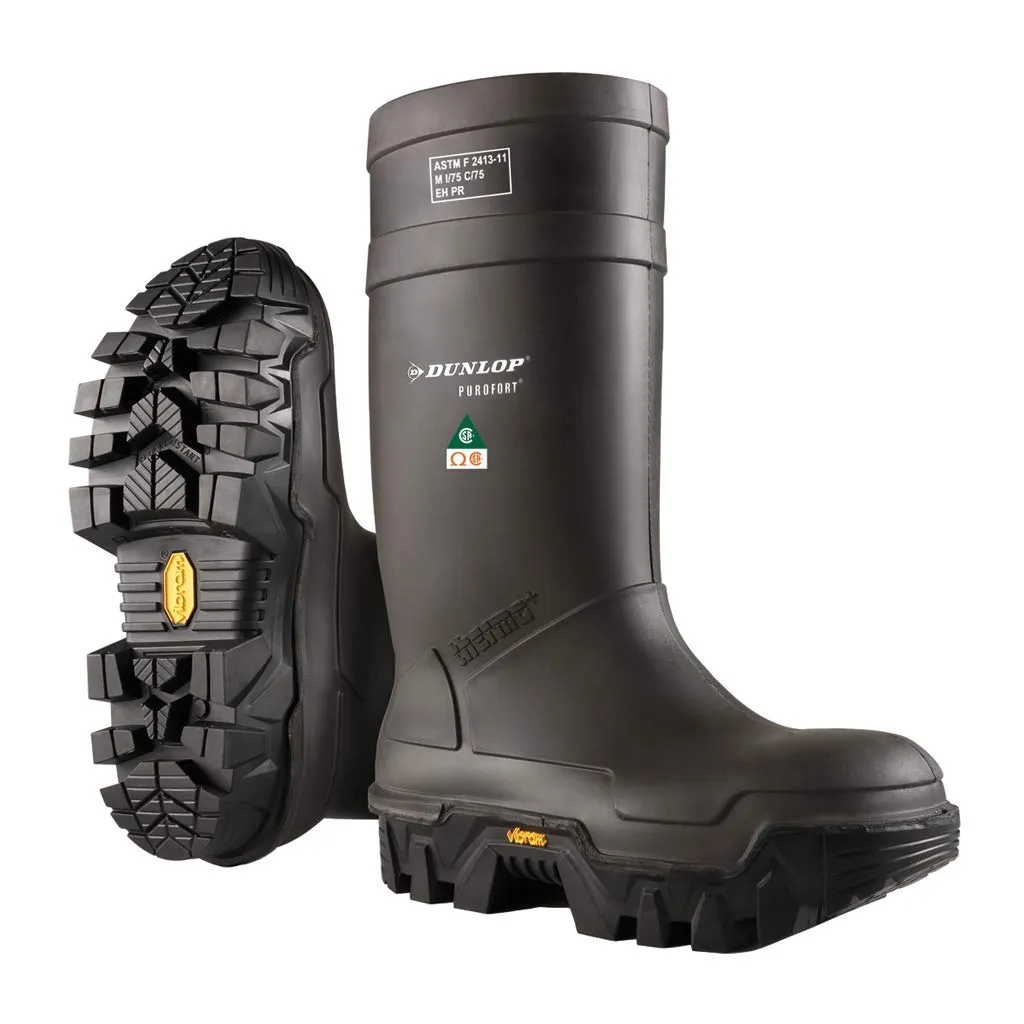 DUNLOP Protective Footwear, Explorer Full Safety with Vibram Sole, 100% Waterproof Purofort Material, Lightweight and Durable Protective Footwear, Slip-Resistant, E902033.09, Size 9 US, Black