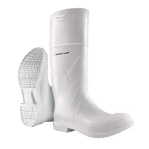 DUNLOP Protective Footwear, Plain Toe White Safety Lock, 100% Waterproof PVC, Lightweight and Durable Protective Footwear, Slip-Resistant, 8101100.13, Size 13 US
