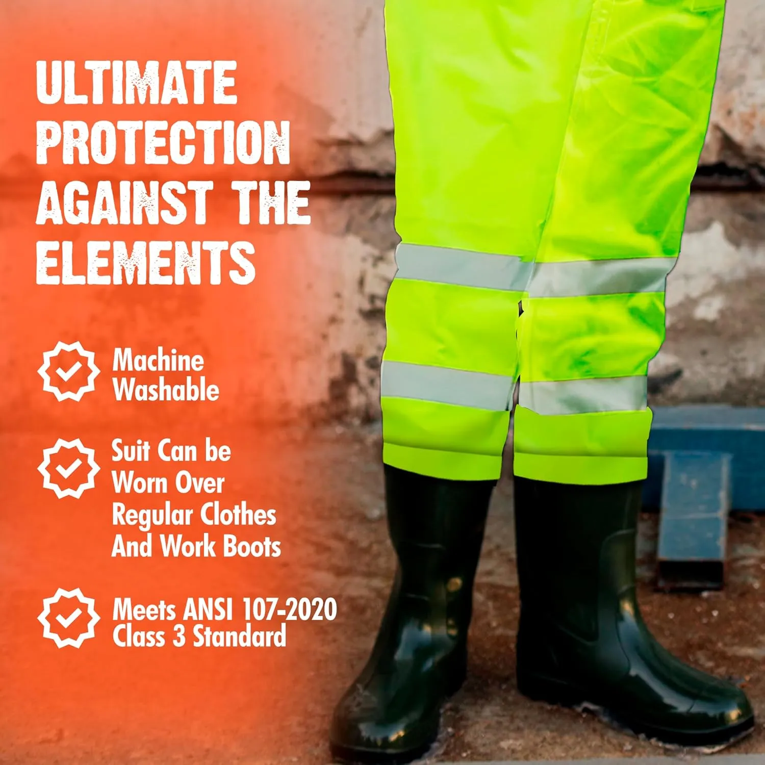 FORESTER Class 3 Hi-Vis Rain Suit - Waterproof Rain Jacket & Pants | Heavy Duty Rain Gear for Men and Women | Lightweight, Reflective Material | Medium