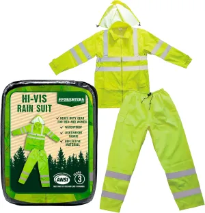 FORESTER Class 3 Hi-Vis Rain Suit - Waterproof Rain Jacket & Pants | Heavy Duty Rain Gear for Men and Women | Lightweight, Reflective Material | Medium