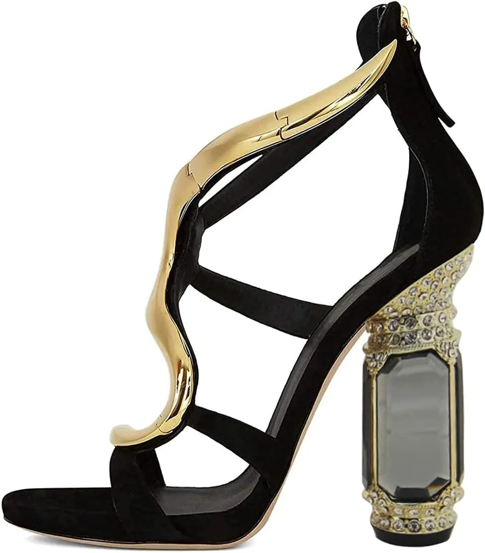 FSJ Women Open Toe Stylish Sandal Ankle Strap Chunky Block High Thick Heels Wedding Party Ballroom Prom Shoes US Size 4-15 US