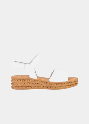 Gabor Stylish White Leather Wedge Sandals