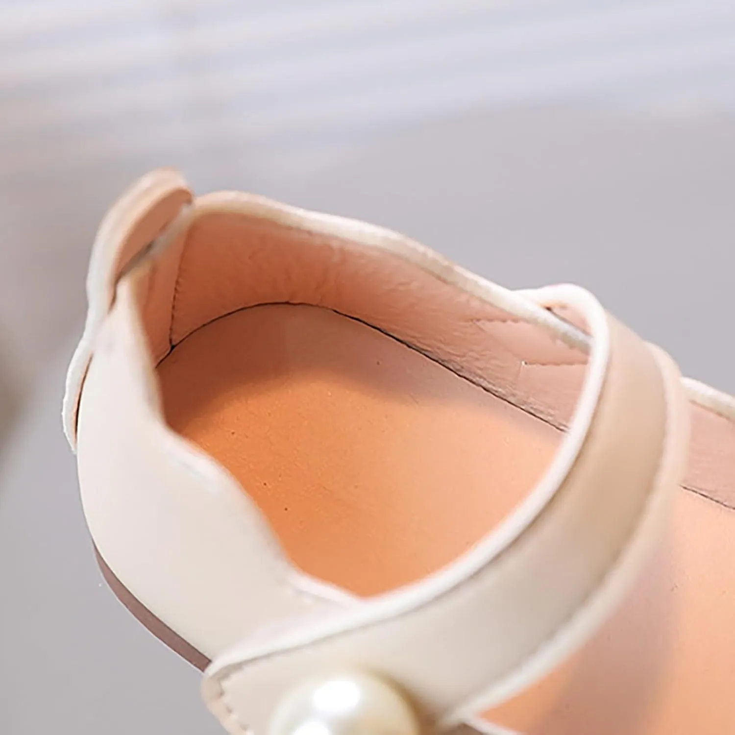 Girls Ballerina Strap Dress Ballet Flat Shoes Pearl Closed Toe Solid Mary Jane Dress Shoes for Kids Wedding Party