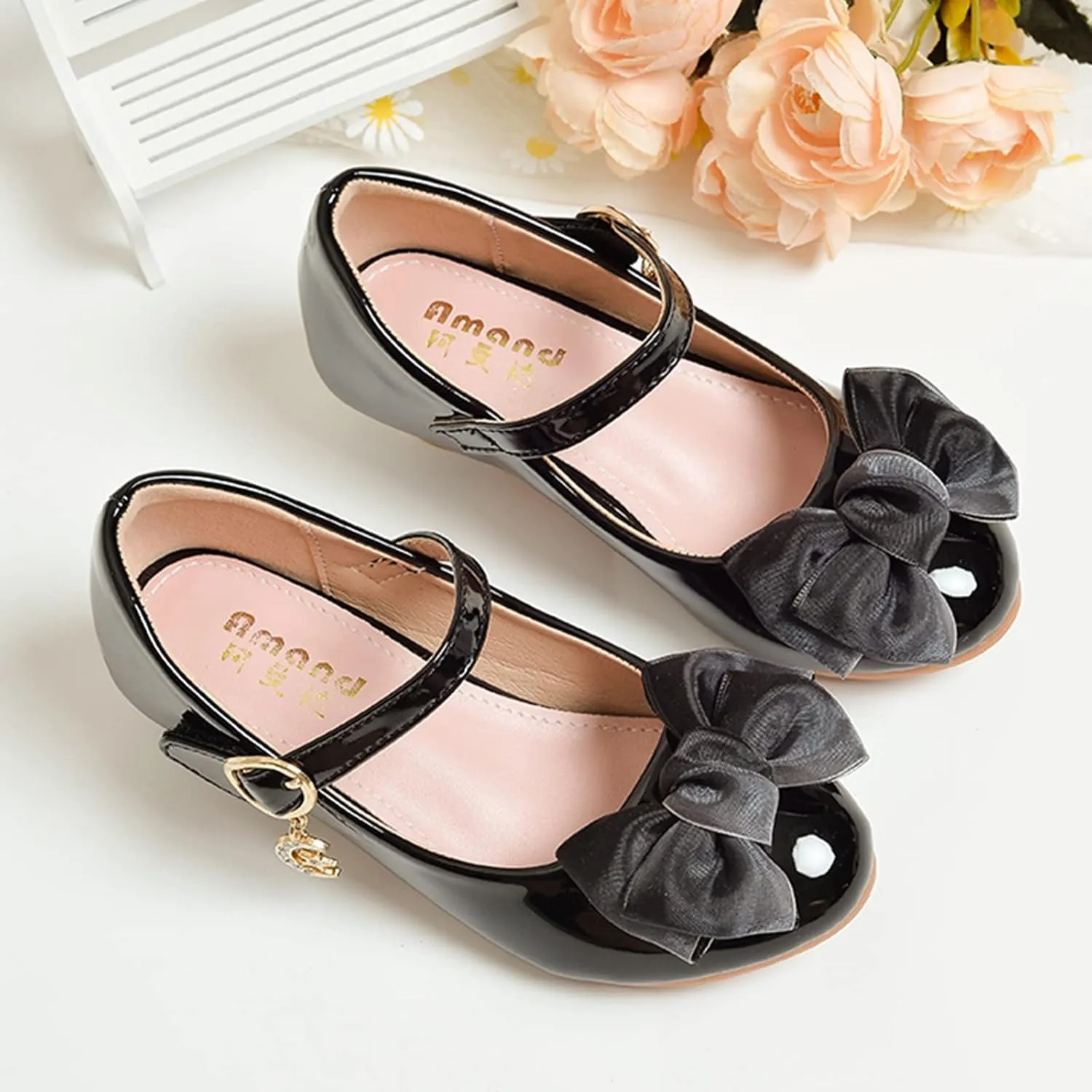 Girls Ballet Shoes Children Shoes with Single Shoes Fashion Leather Shoes Versatile Bow Small Leather Sandals Shoes