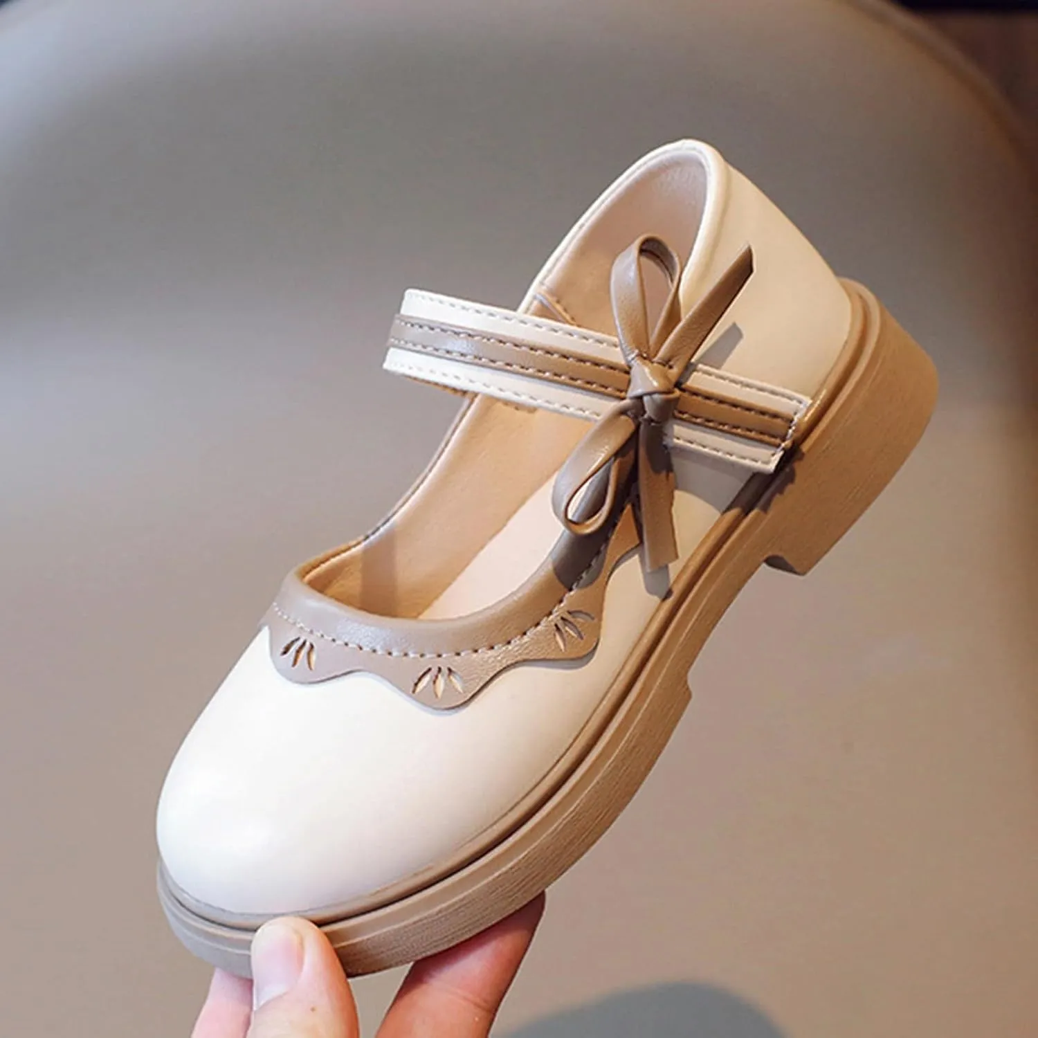 Girls Flats Mary Jane Flower Girl Dress Shoes School Wedding Party Leather Bowknot Shoes for Kids Soft Sole Sandals