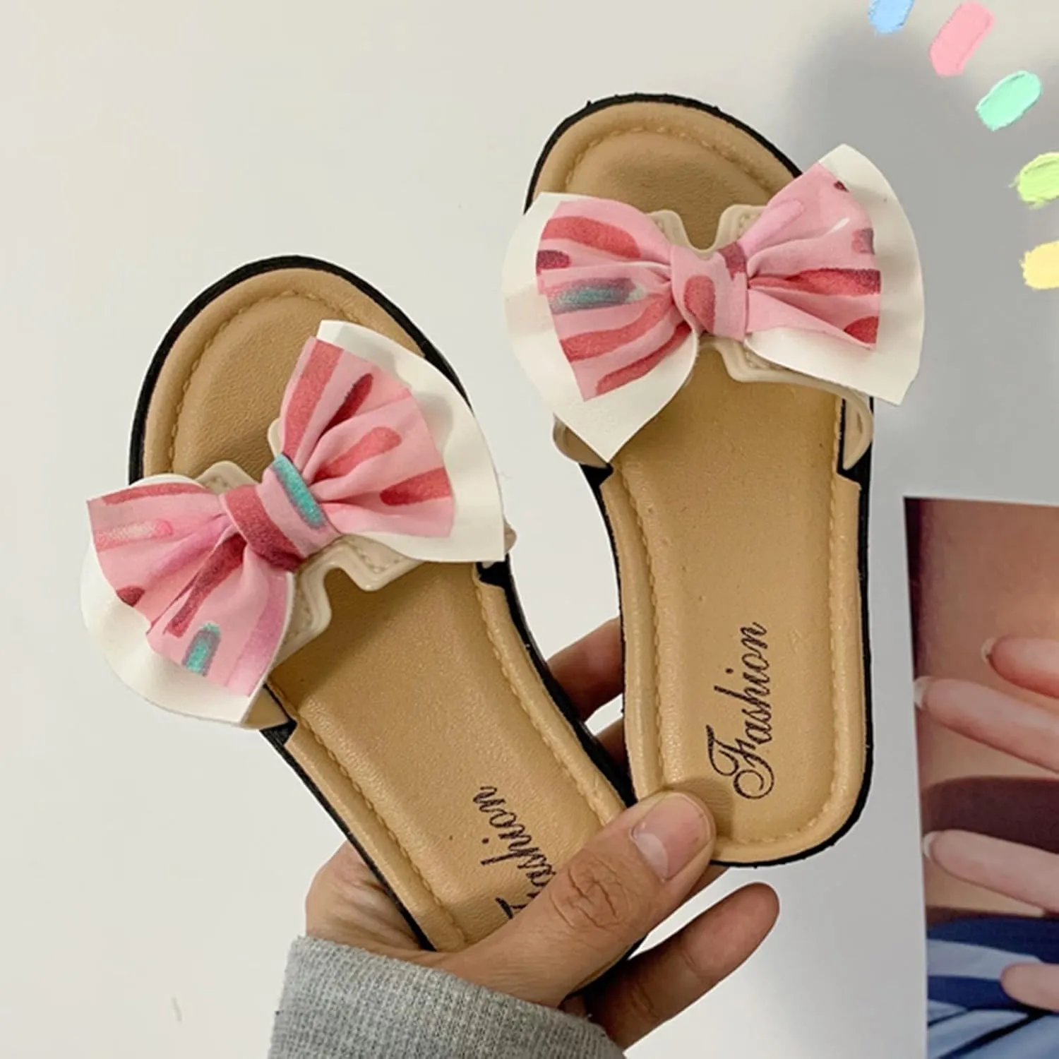 Girls Sandals for Big Kid Children Slippers Fashionable And Versatile Exaggerated Butterfly Sweet Soft Bottom Beach Slippers