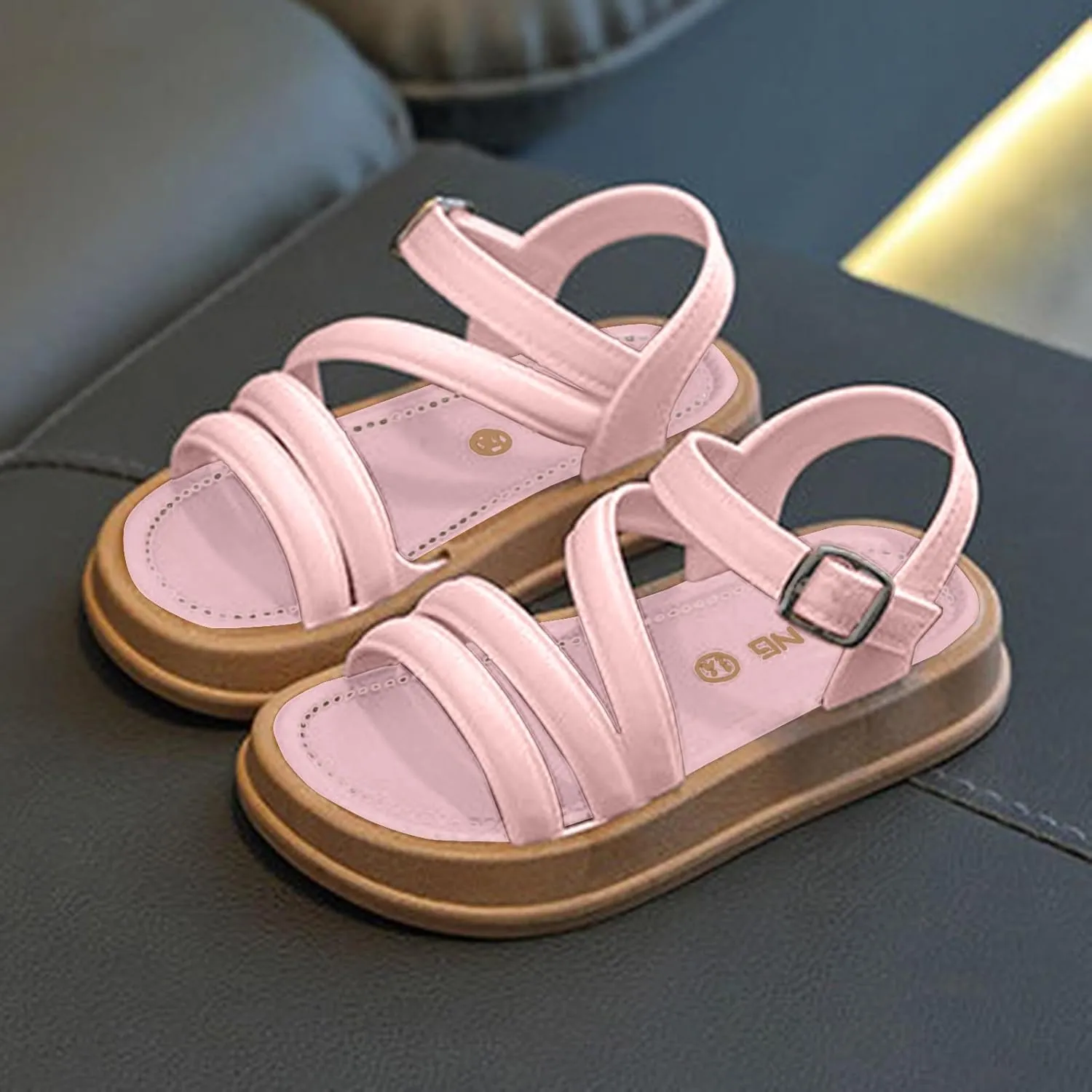 Girls Sandals Low Heels Dress Children's Casual Sandals Princess Shoes Soft Sole Fashionable Versatile Little Girl Beach Comfortable Comfortable Sandal with Adjustable Back Strap