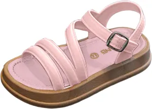 Girls Sandals Low Heels Dress Children's Casual Sandals Princess Shoes Soft Sole Fashionable Versatile Little Girl Beach Comfortable Comfortable Sandal with Adjustable Back Strap