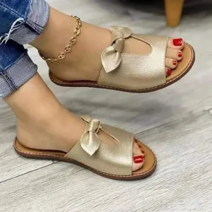 Gold Bowknot Sandals