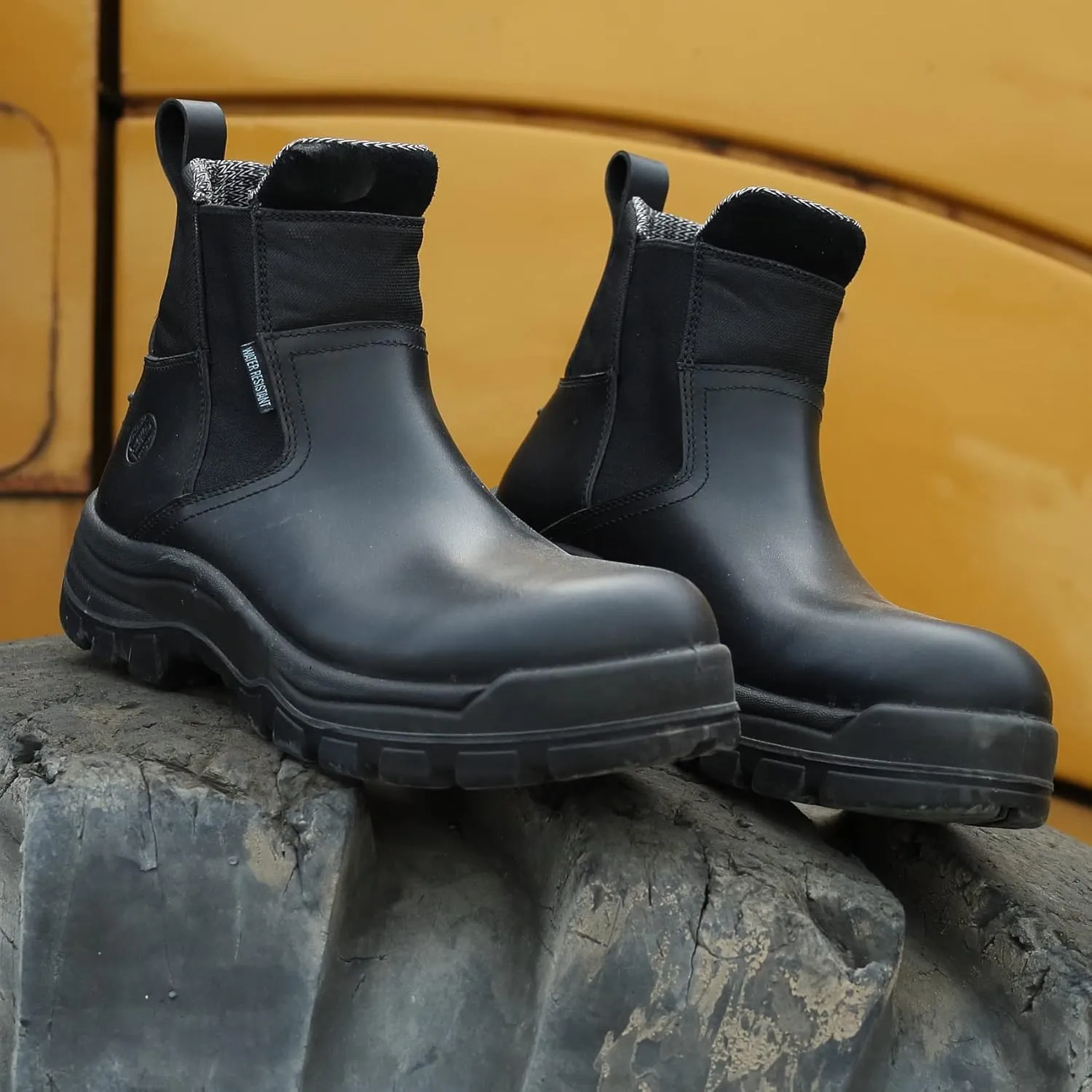 HANDPOINT Work Boots for Men - 6 Inch Soft Toe Boot, Non-Slip Anti-Fatigue Wedge Sole Shoes, Water Resistant EH Safety Boots