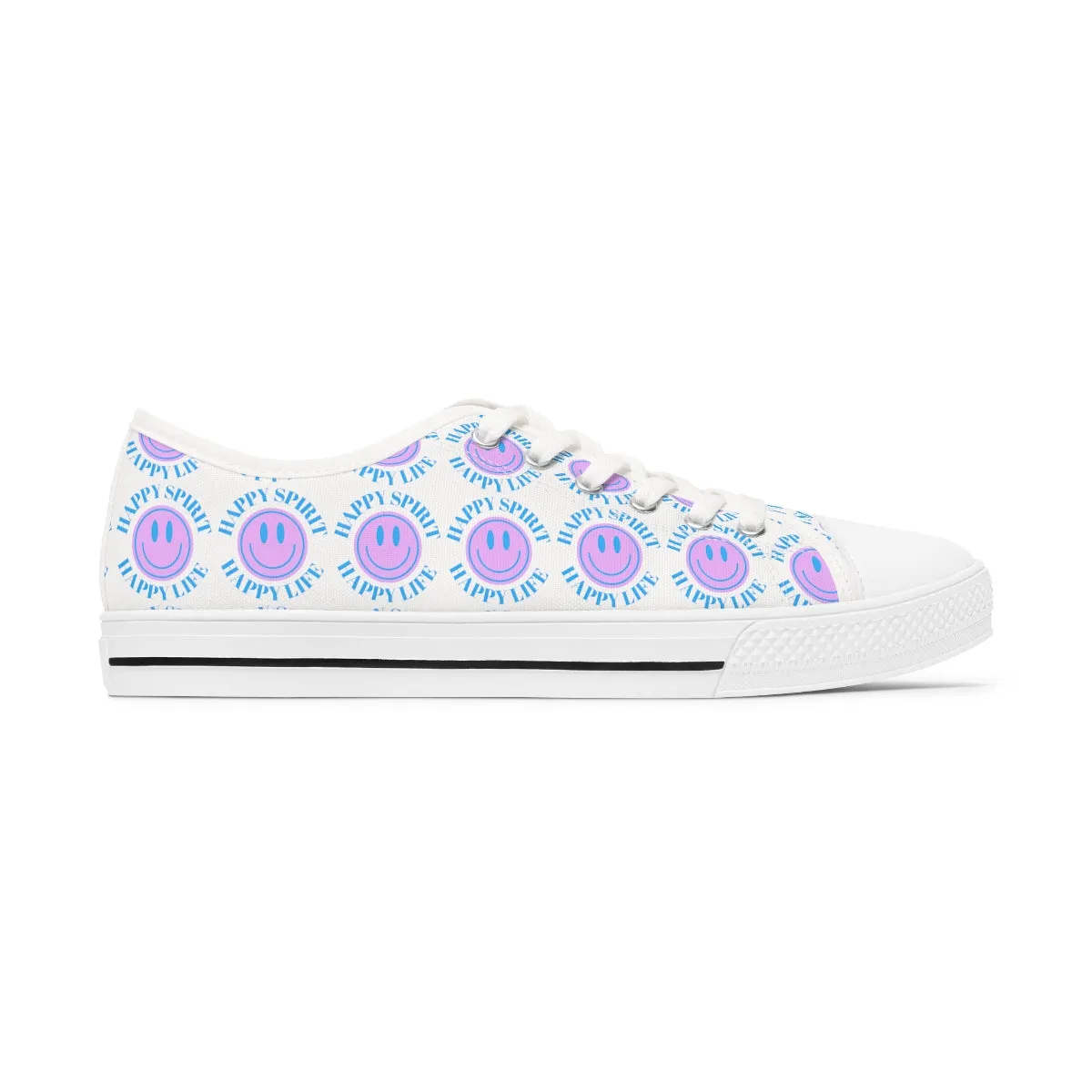 Happy Spirit Happy Life Purple Smile Sneakers, Smile Canvas Low Top Shoes for Women, Vsco Girl Shoes, Tumblr Shoes, Lavender Smile Shoes