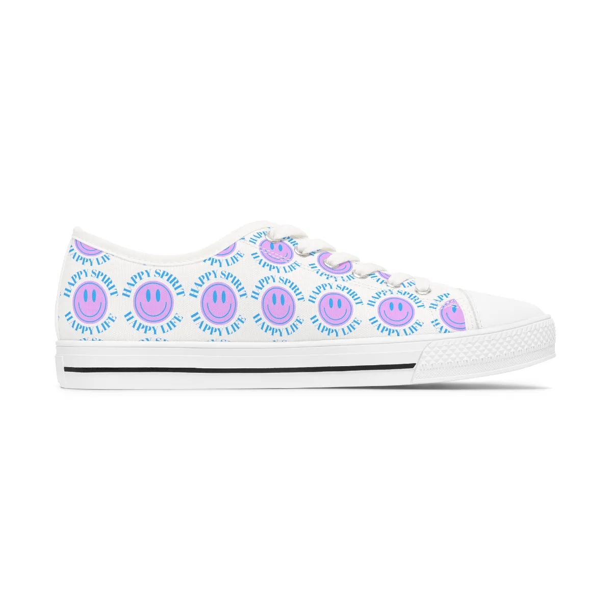 Happy Spirit Happy Life Purple Smile Sneakers, Smile Canvas Low Top Shoes for Women, Vsco Girl Shoes, Tumblr Shoes, Lavender Smile Shoes
