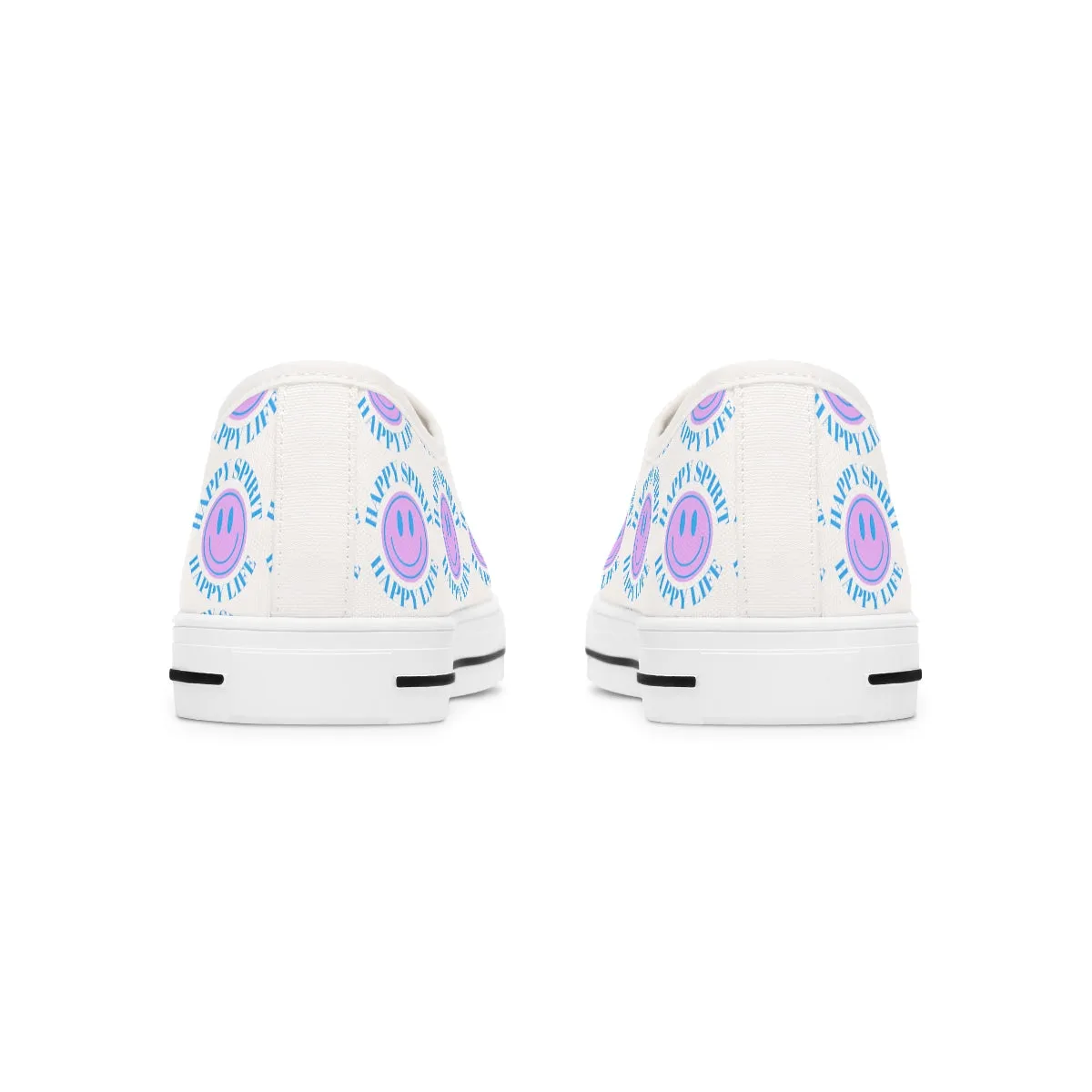 Happy Spirit Happy Life Purple Smile Sneakers, Smile Canvas Low Top Shoes for Women, Vsco Girl Shoes, Tumblr Shoes, Lavender Smile Shoes