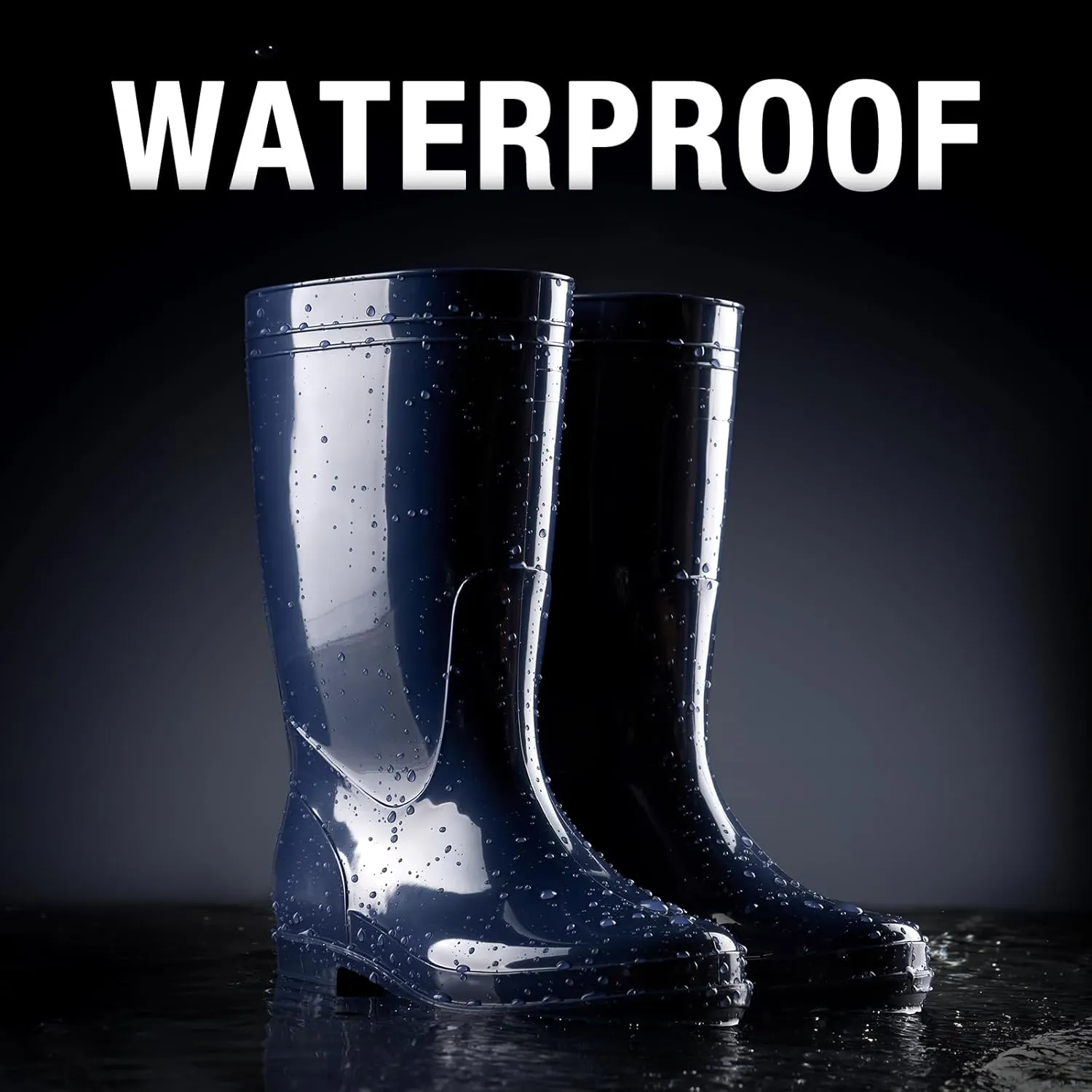 HISEA Men's Rain Boots Waterproof, Garden Fishing Outdoor Work PVC Boots, Durable Slip Resistant Boots for Agriculture and Industrial Working