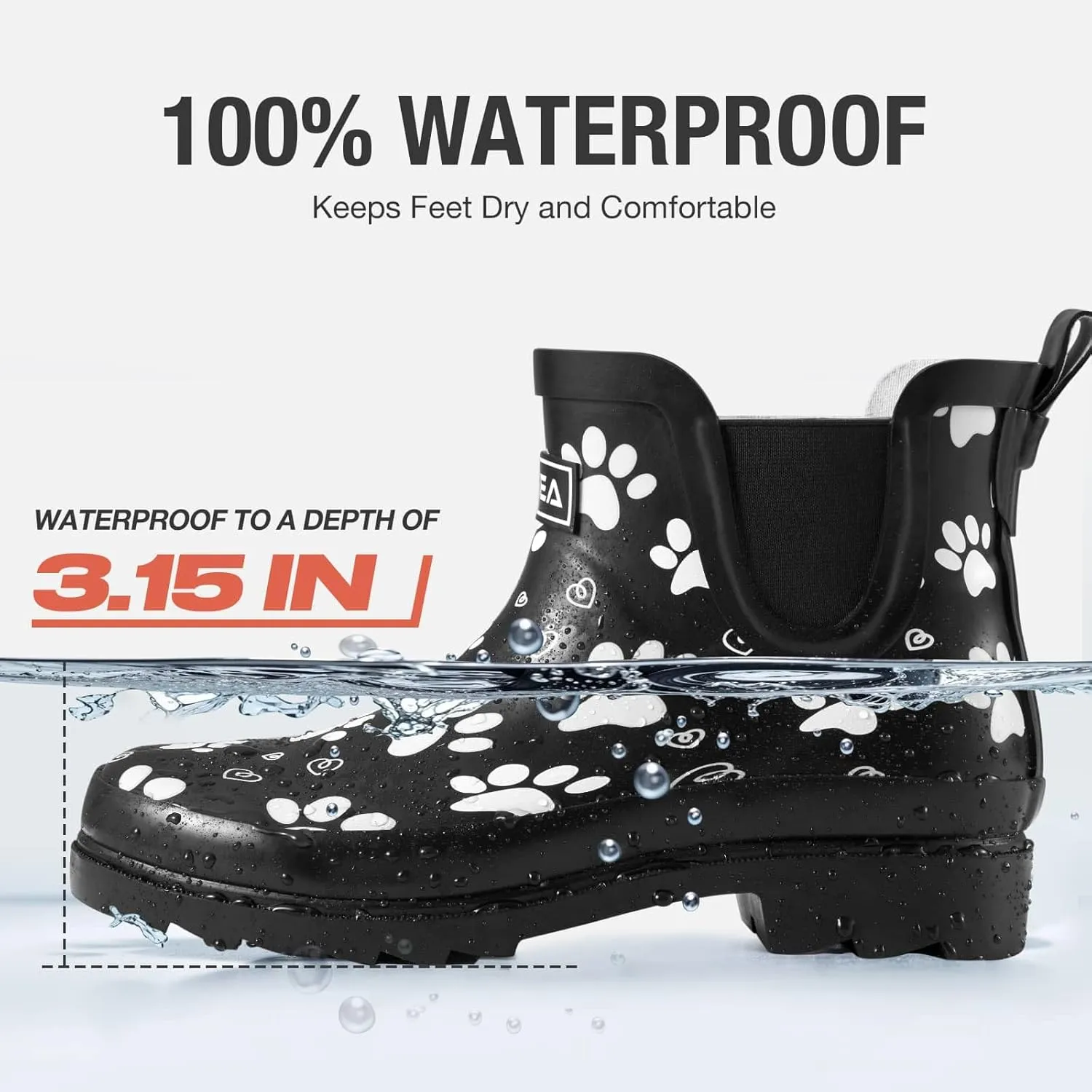 HISEA Women's Short Rubber Rain Boots Waterproof Chelsea Garden Boots for Ladies with Comfort Insole Stylish Ankle Rain Shoes Outdoor Work Booties