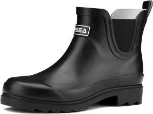 HISEA Women's Short Rubber Rain Boots Waterproof Chelsea Garden Boots for Ladies with Comfort Insole Stylish Ankle Rain Shoes Outdoor Work Booties