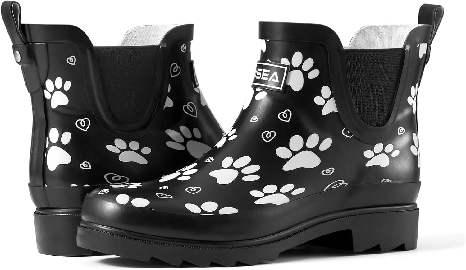 HISEA Women's Short Rubber Rain Boots Waterproof Chelsea Garden Boots for Ladies with Comfort Insole Stylish Ankle Rain Shoes Outdoor Work Booties