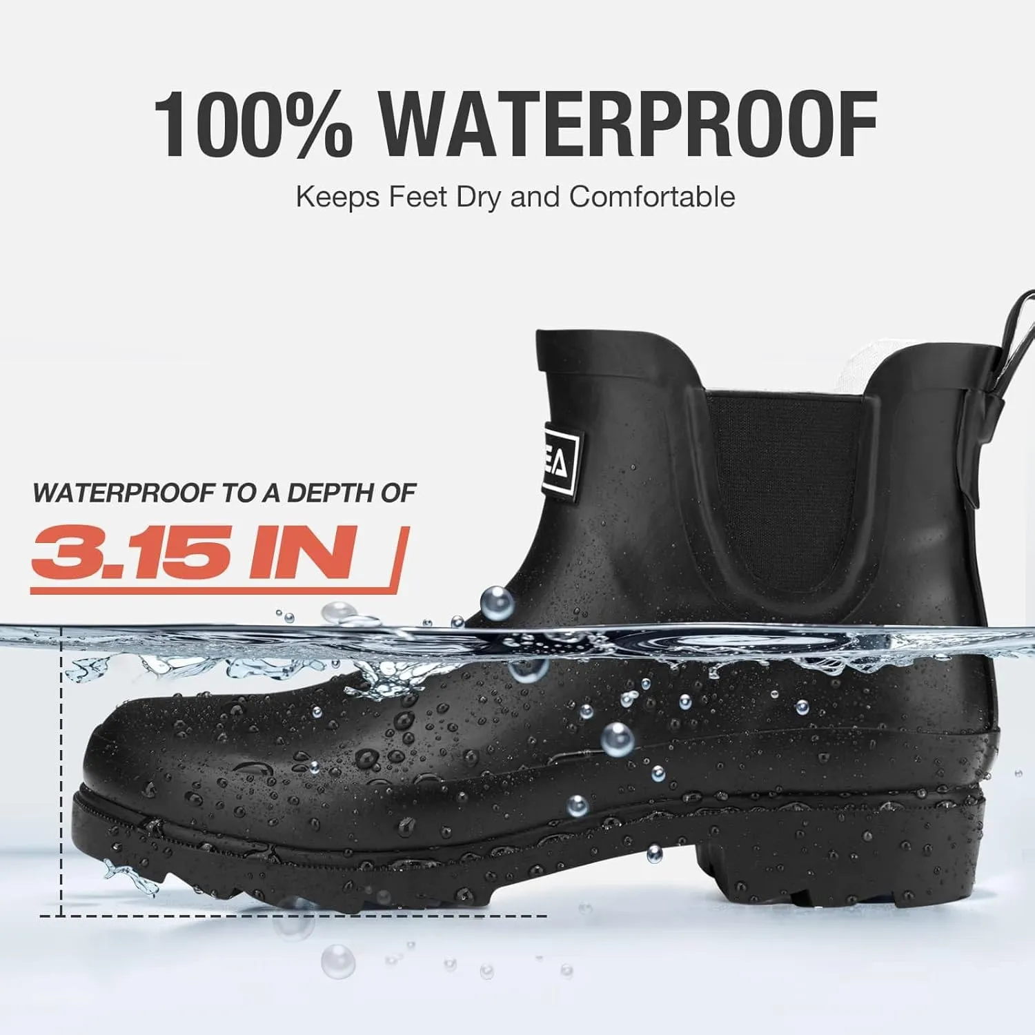 HISEA Women's Short Rubber Rain Boots Waterproof Chelsea Garden Boots for Ladies with Comfort Insole Stylish Ankle Rain Shoes Outdoor Work Booties