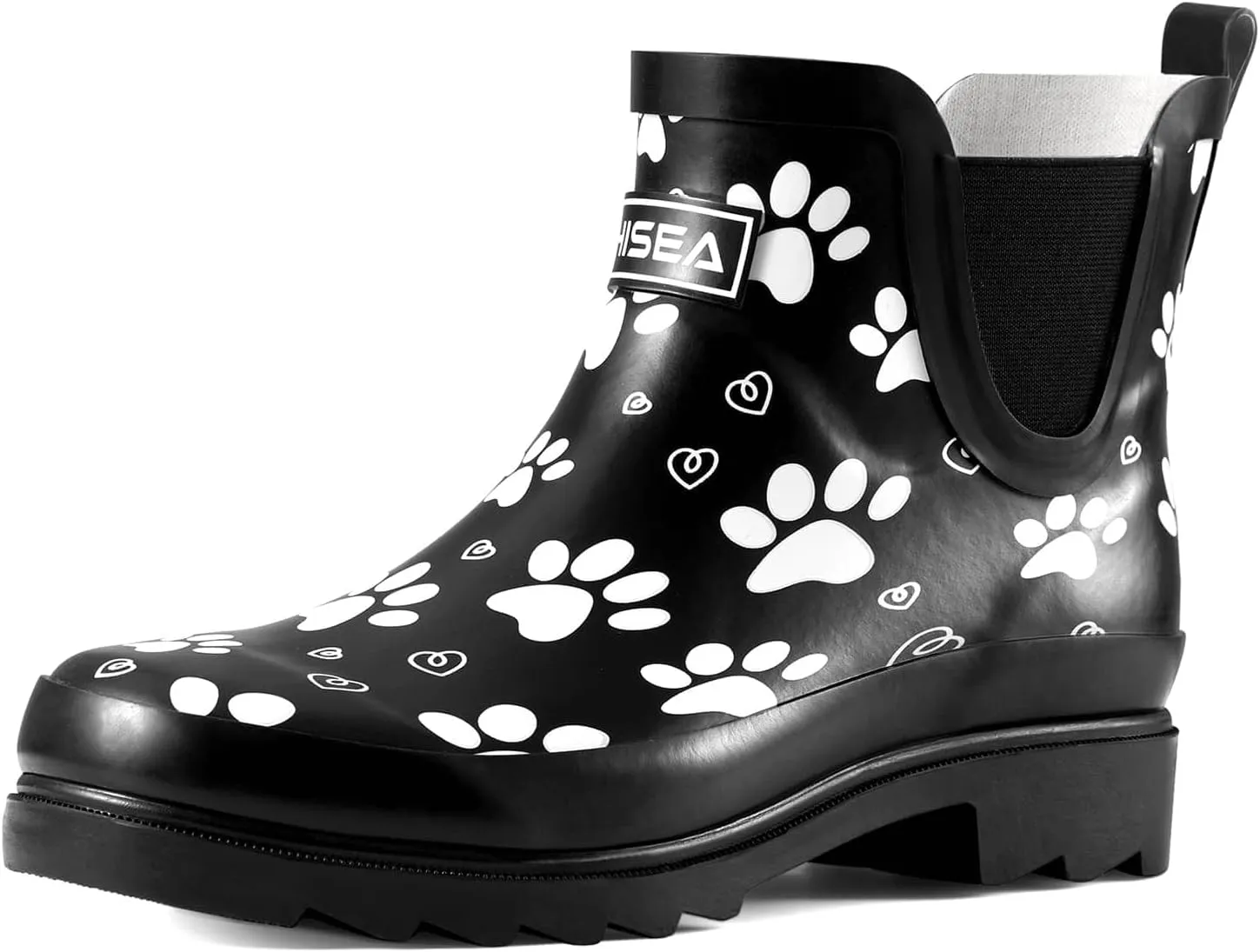 HISEA Women's Short Rubber Rain Boots Waterproof Chelsea Garden Boots for Ladies with Comfort Insole Stylish Ankle Rain Shoes Outdoor Work Booties